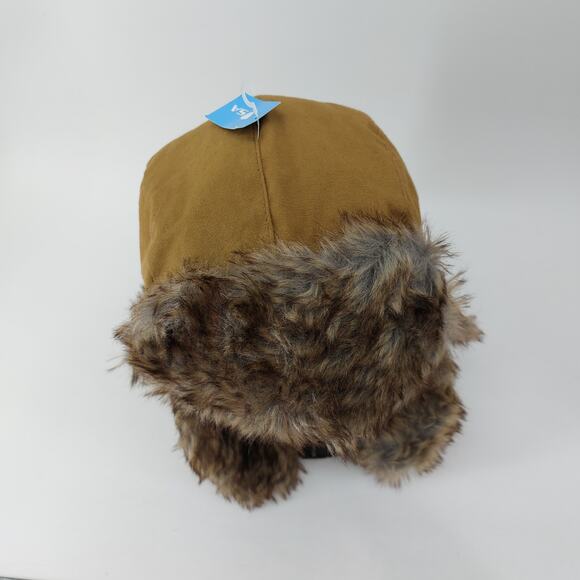 SA Company Trapper Hat Brown Canvas Faux Fur One Size - Picture 12 of 14